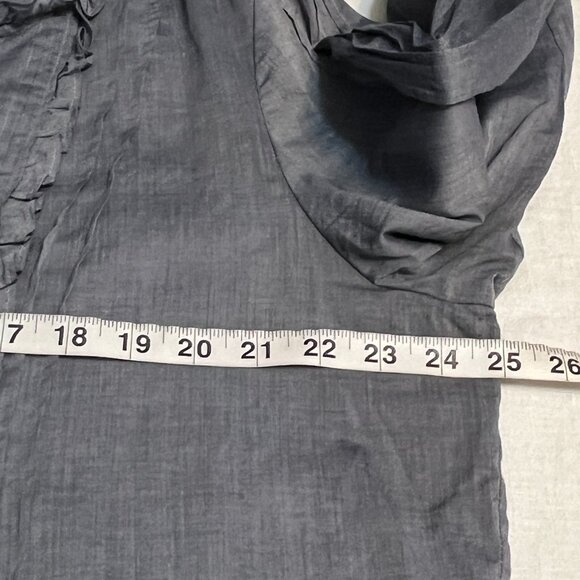 Talbots Gray Ruffle Blouse - Picture 7 of 8